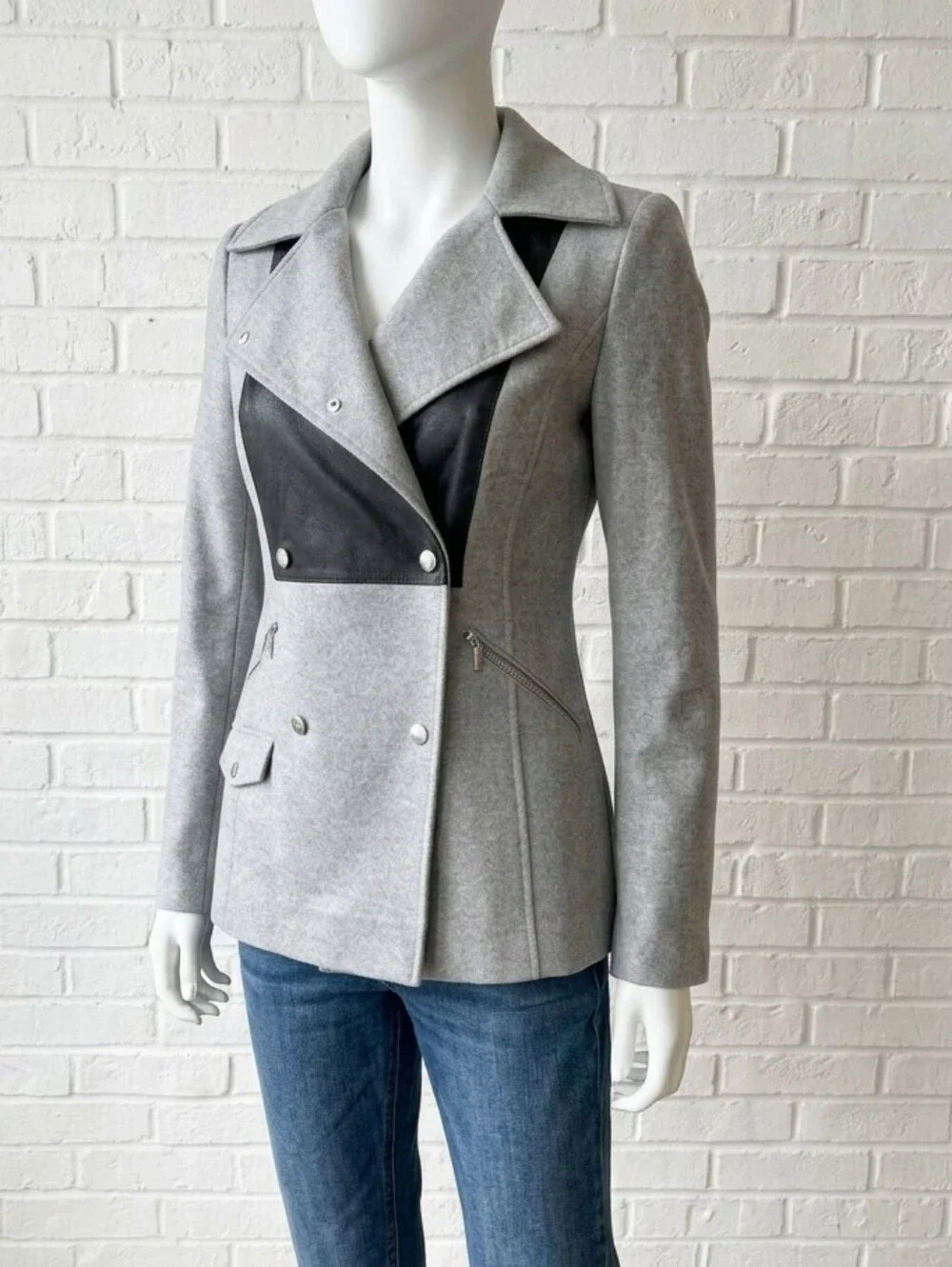 Karen Millen Gray Double Breast Peacoat Size S